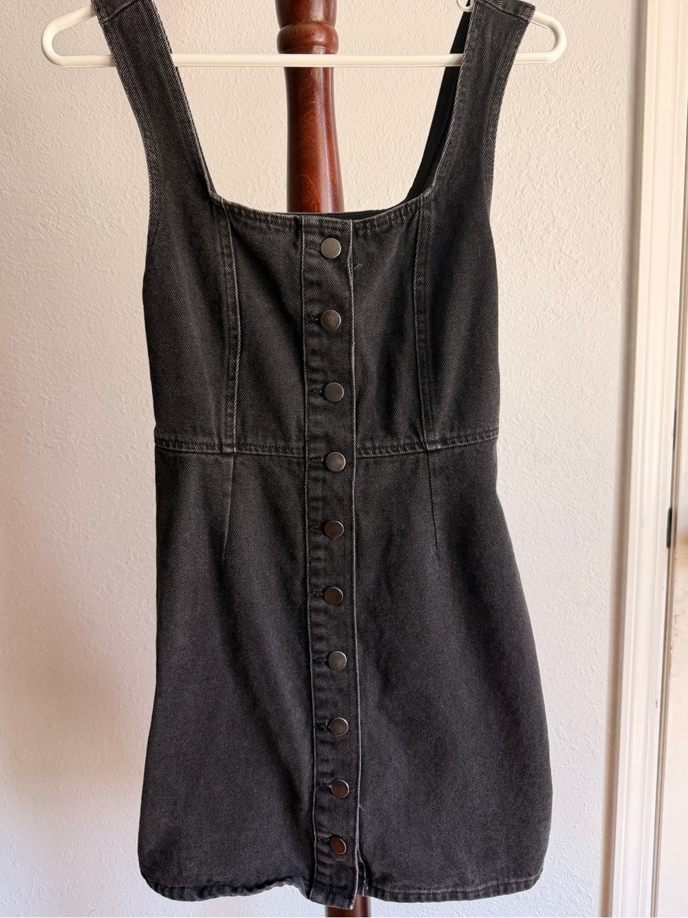 Urban Outfitters Black Button-Front Denim Mini Dress